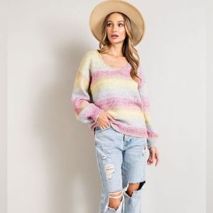 EESOME Pastel Stripe Sweater Size S/M